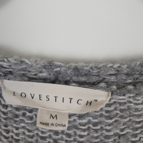 Love stitch Grey Striped Long Chunky Knit Cardigan - Picture 6 of 9